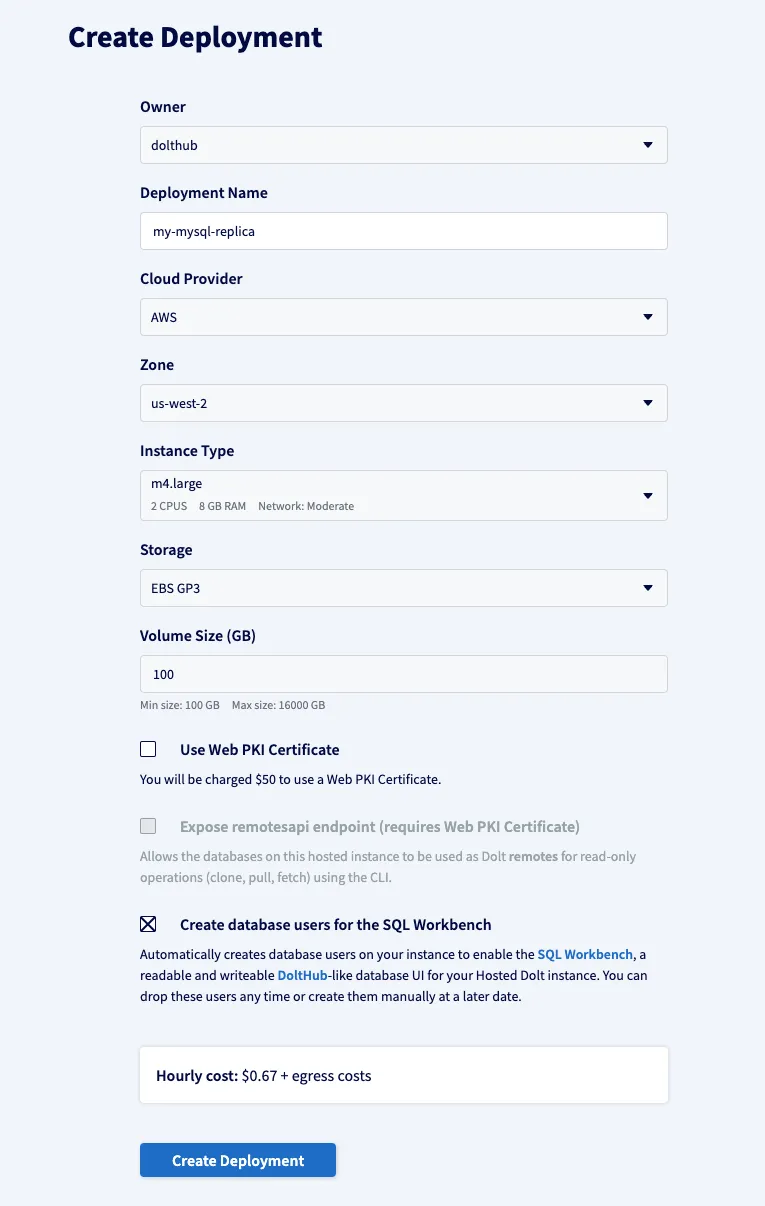 Hosted Dolt launch wizard
