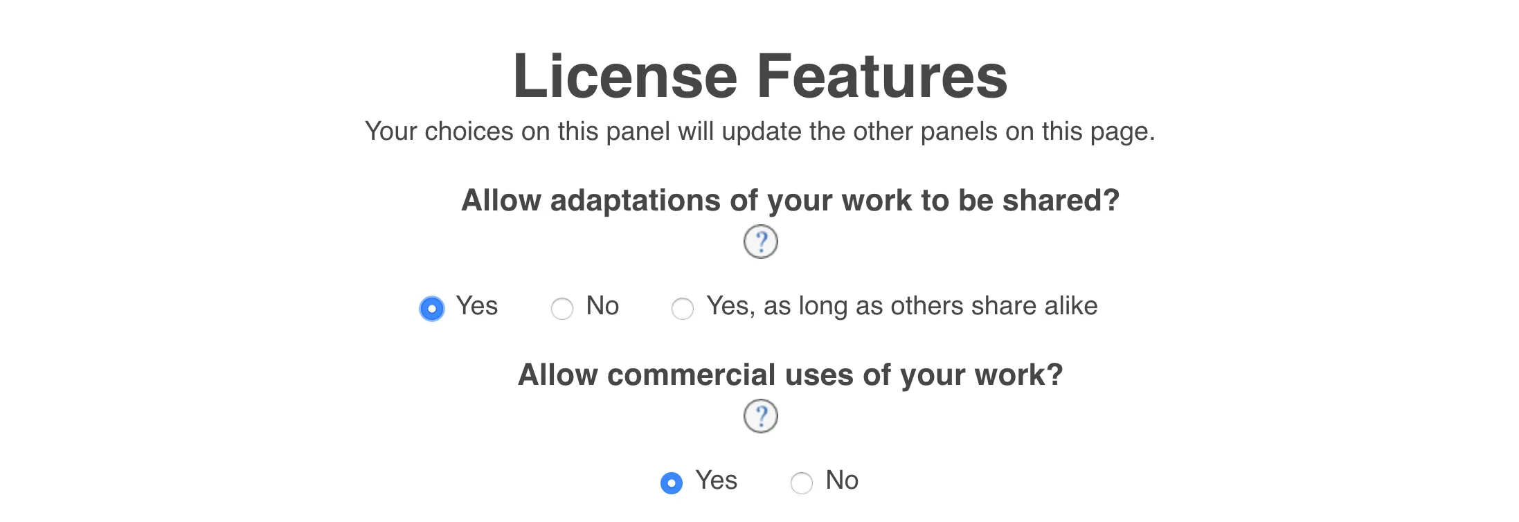 License Chooser Interface