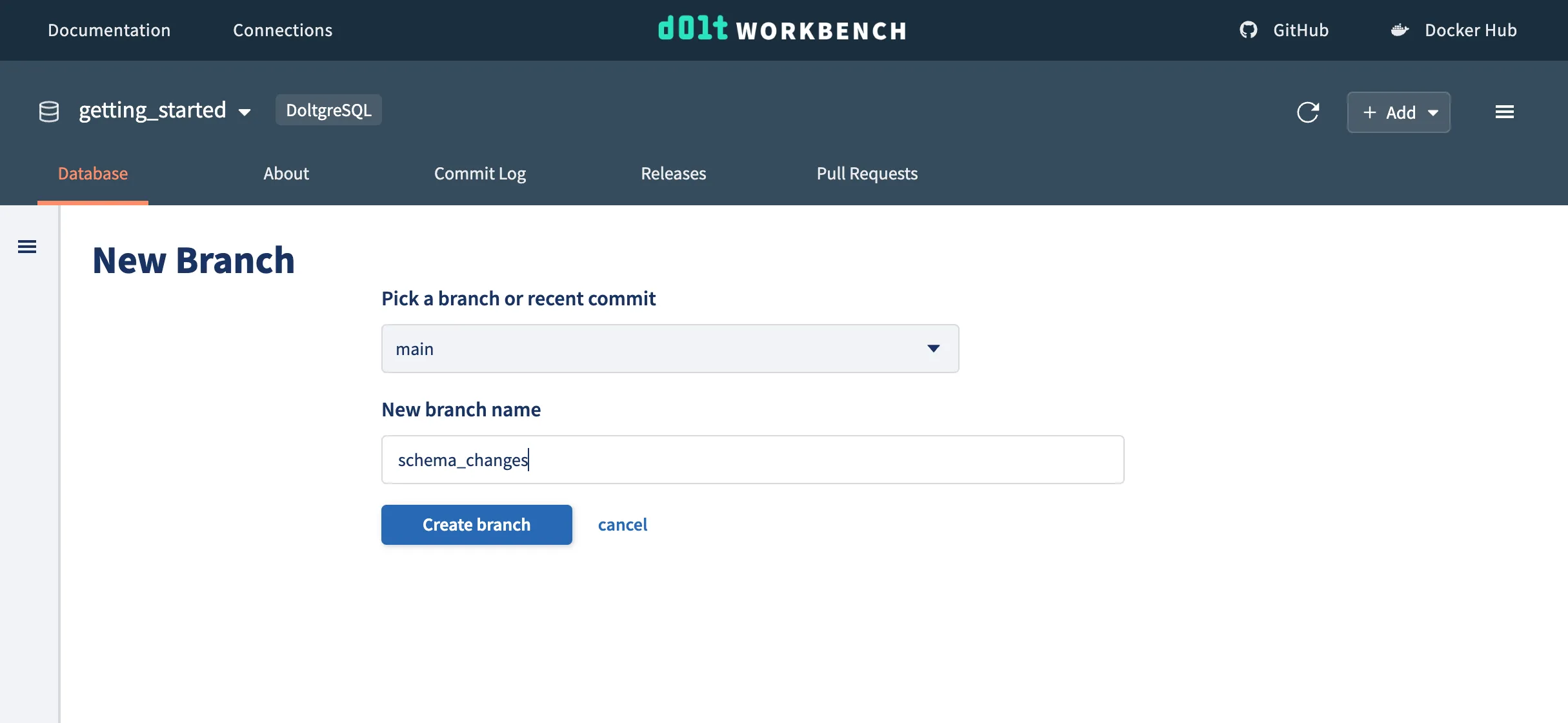 Doltgres create schema branch