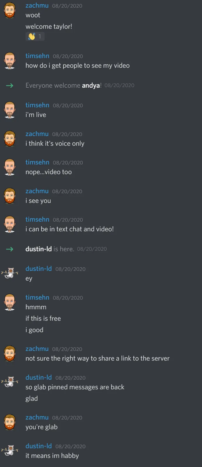 our first discord chat