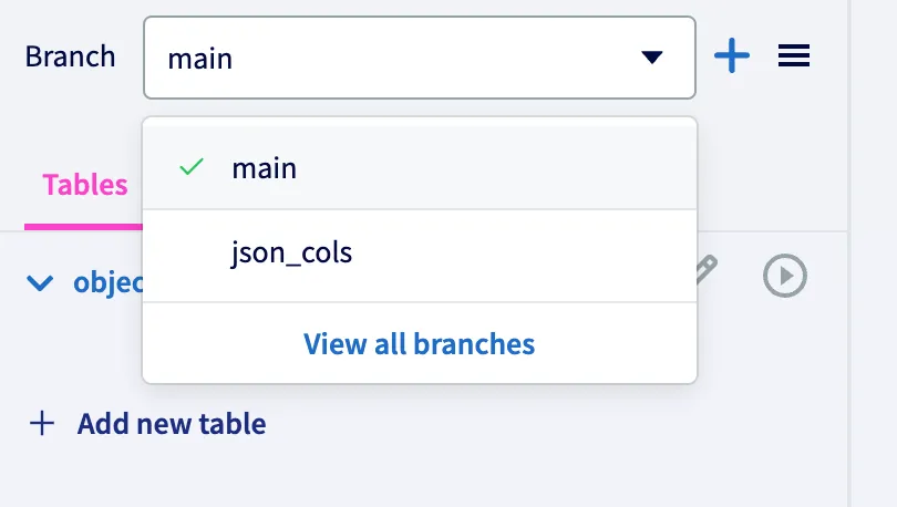 Branch dropdown