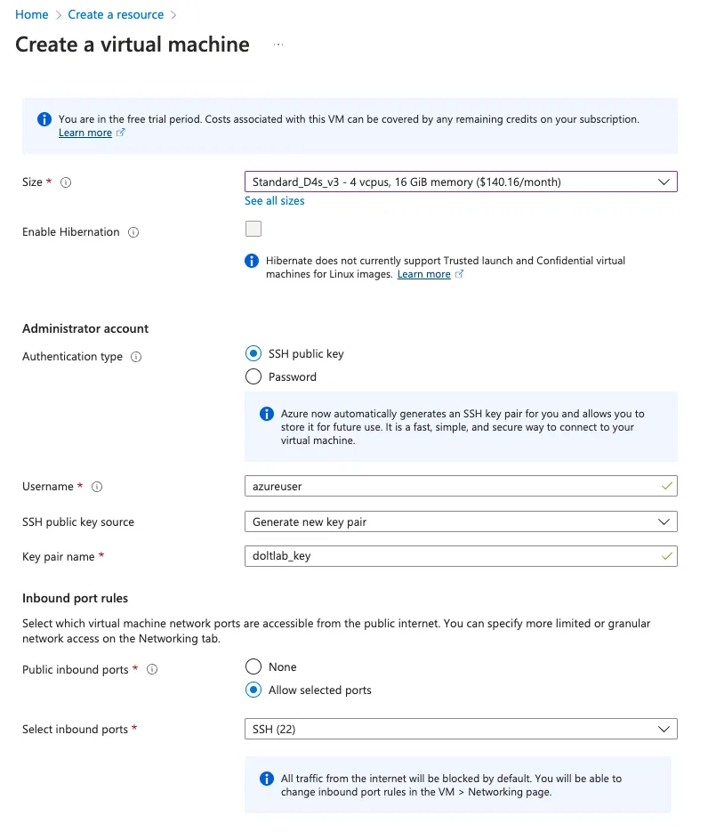 Create virtual machine step 2