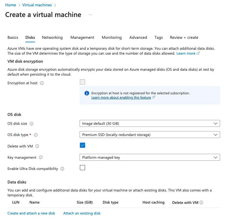Create virtual machine step 3