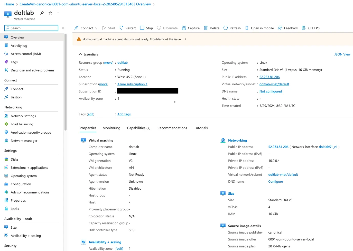 Virtual machine dashboard