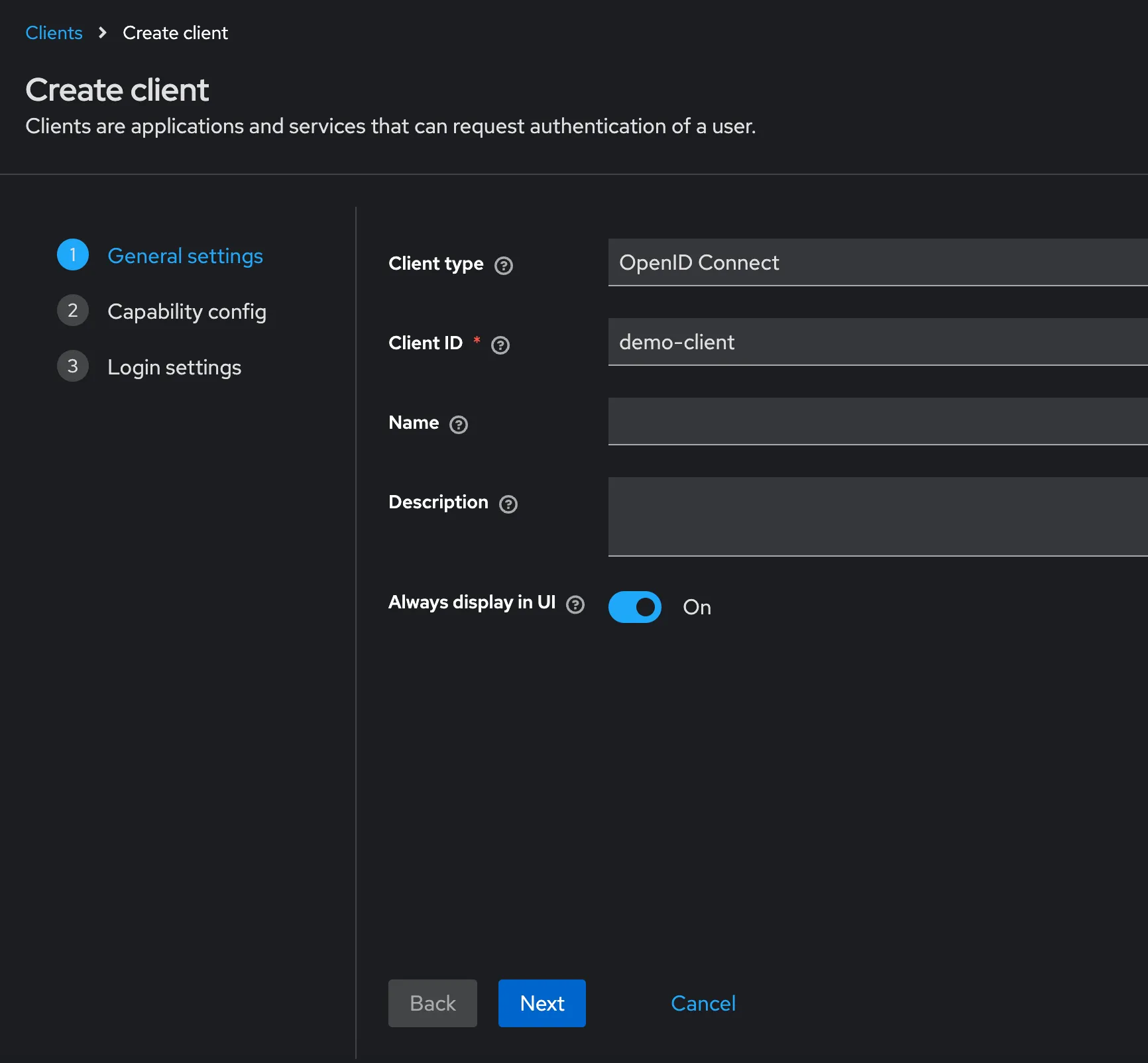 Keycloak create client 1