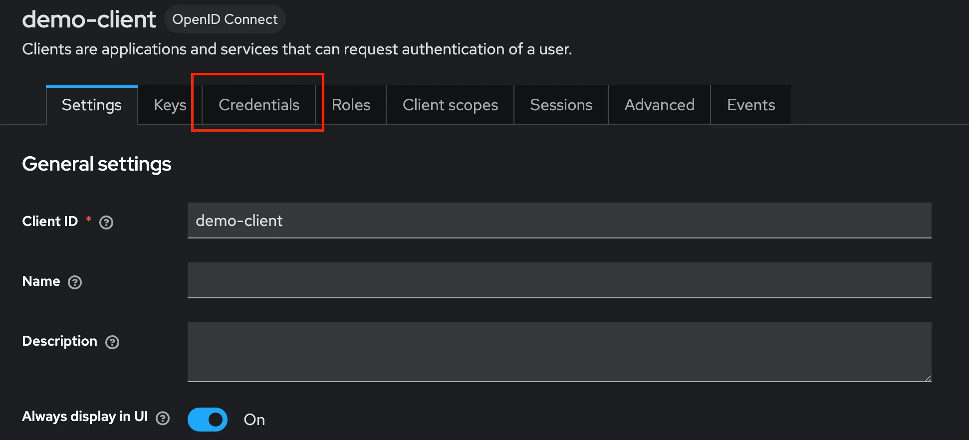Keycloak credentials