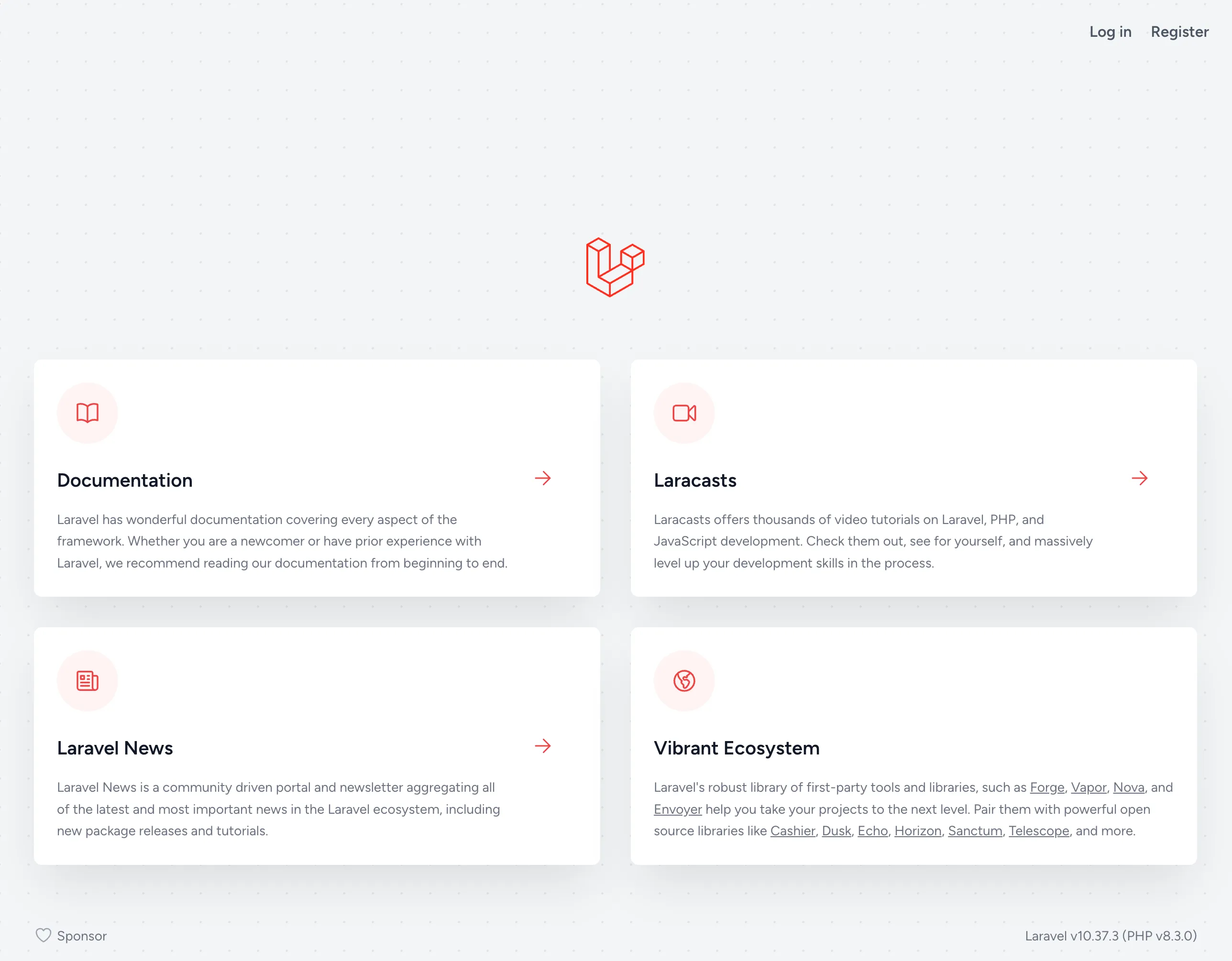 Laravel Welcome Page Screenshot