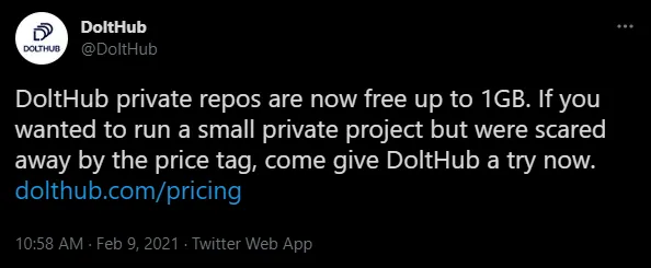 Private Repos are Free Tweet