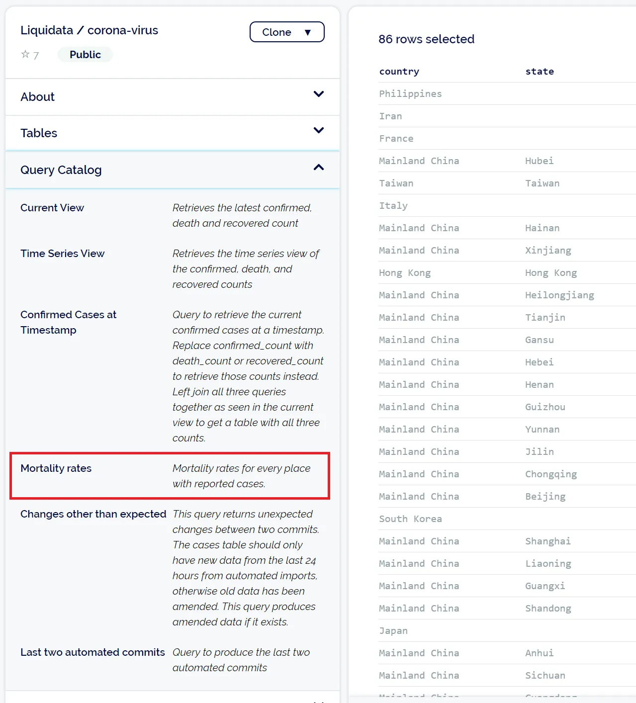 Saved mortality rate query