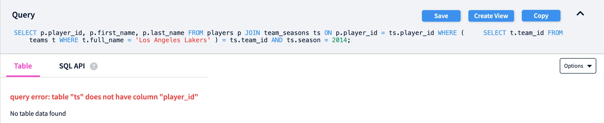 SQL Assistant Hallucination 2