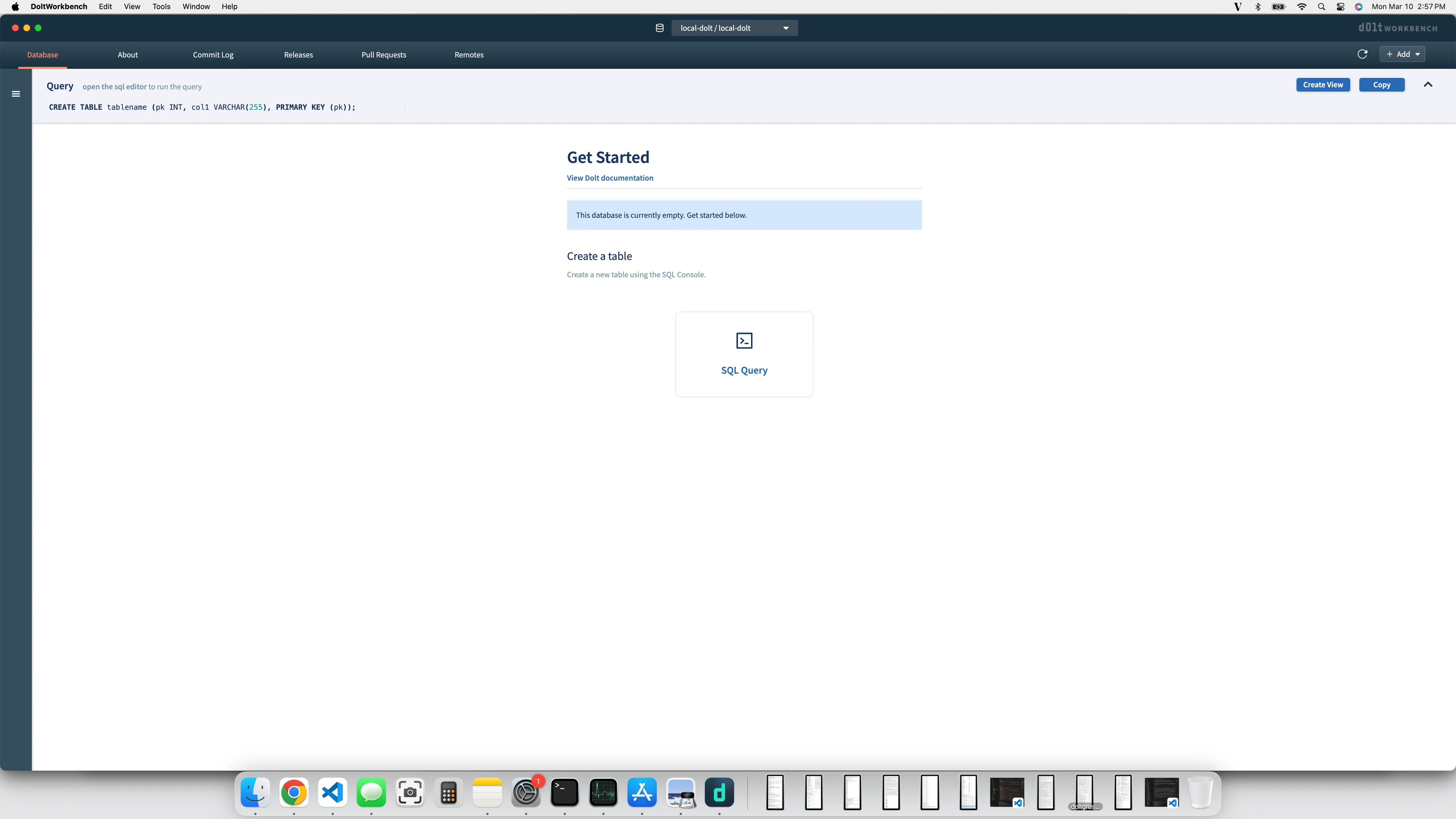 Workbench Fresh Database